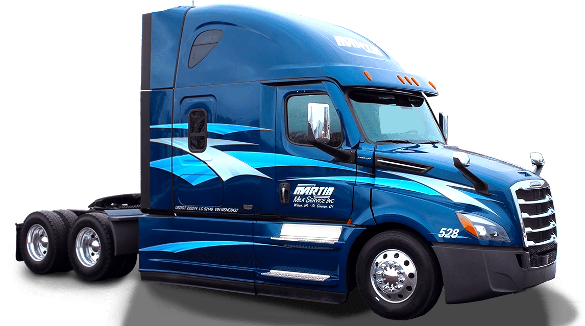 Martin’s Milk Service Inc. blue truck #528 (homepage banner).