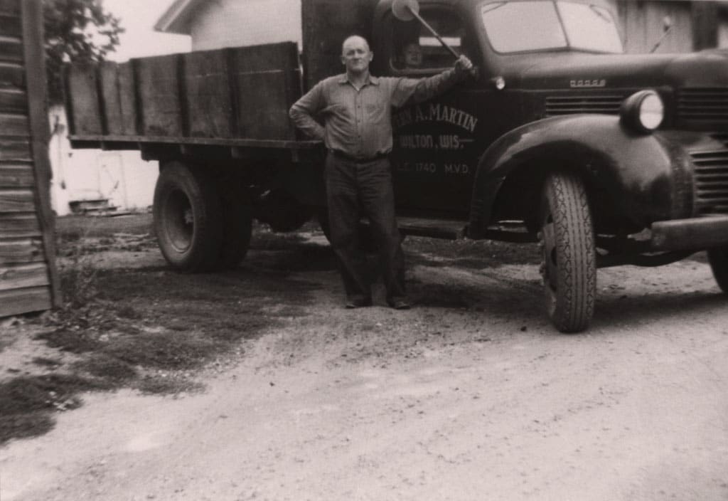 Vern A. Martin with his milk truck in the 1940s.